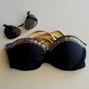 Victoria's secret black gold Bandeau bikini top 32